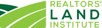 Logo featuring stylized green fields with the text "REALTORS® LAND INSTITUTE.